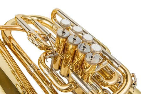 Yellow Brass C tuba 4 front action 1 flank valve clear lacquer gold brass bell diameter Professional brass instrument - AUROSUS  Musical Instrument Store