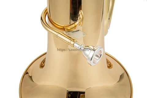 c tone tuba  4 front action 1 flank valve gold  brass bell diameter Professional musical instrument