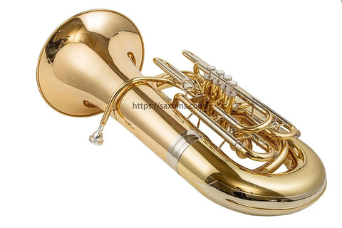 c tone tuba  4 front action 1 flank valve gold  brass bell diameter Professional musical instrument