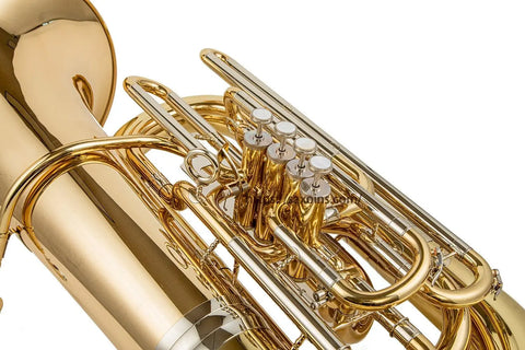 c tone tuba  4 front action 1 flank valve gold  brass bell diameter Professional musical instrument